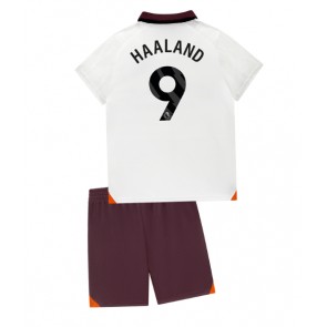 Maillot de foot Manchester City Erling Haaland #9 Extérieur enfant 2023-24 Manches Courte (+ pantalon court)